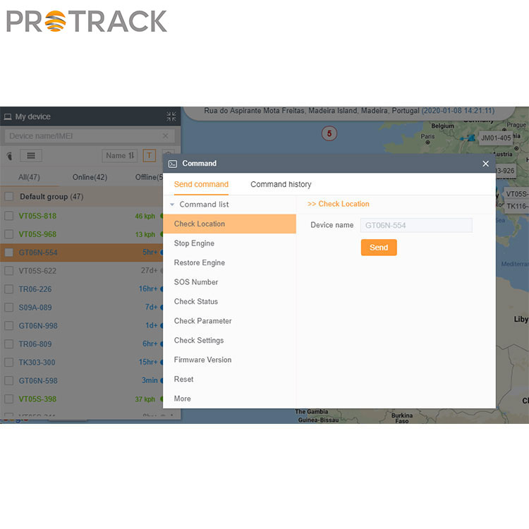 Piattaforma software del dispositivo di localizzazione GPS