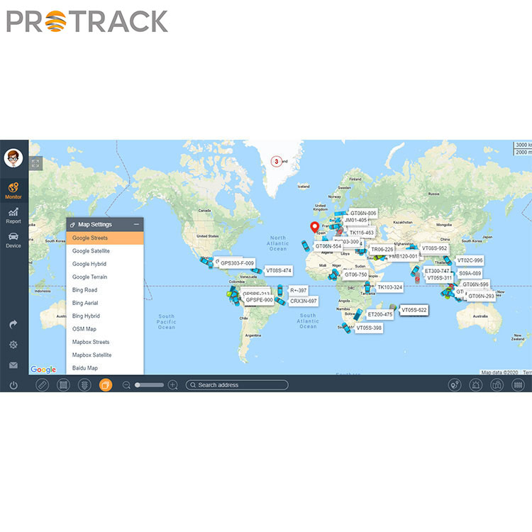 Piattaforma software di localizzazione GPS online per flotta